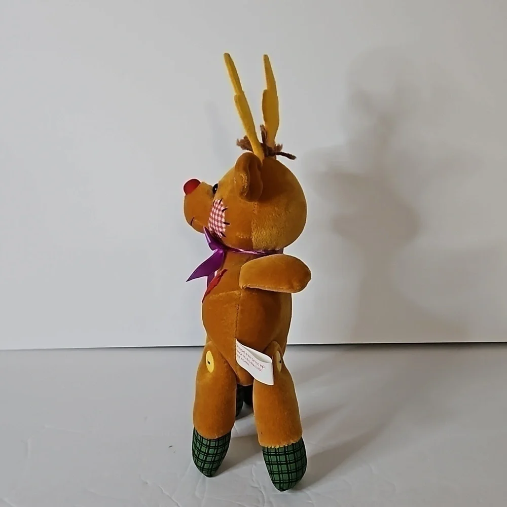 Vintage 2001  REINDEER Red Noise Patchwork Plush Pre-owned
